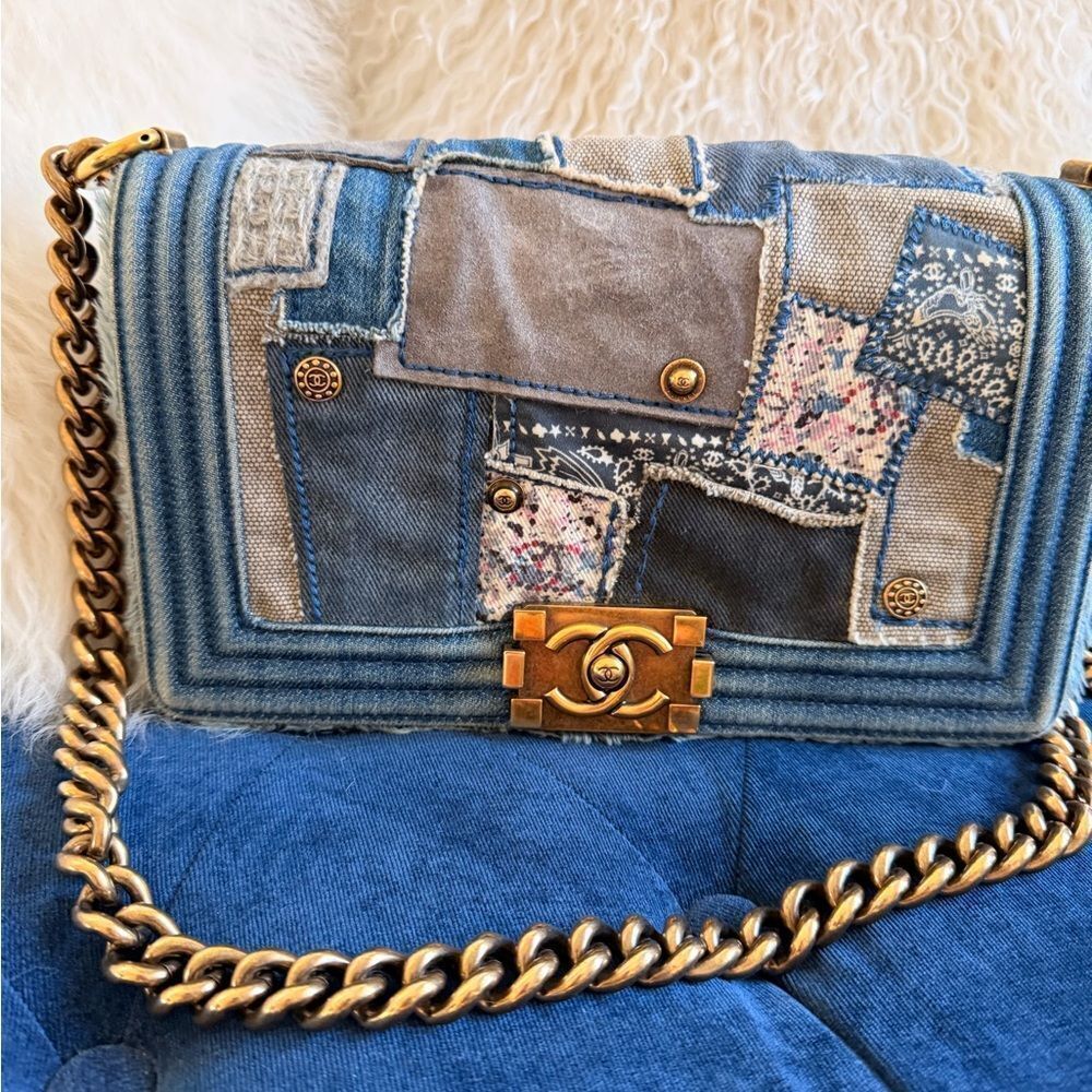 Chanel Boy Chain Shoulder Bag Blue
